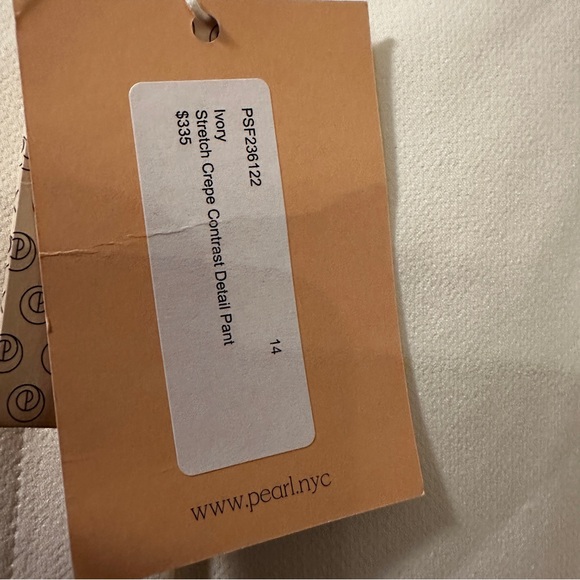 NWT Pearl By Lela Rose Women’s Cream Wide Leg Pants with Contrast Zipper Pleat - Picture 4 of 8